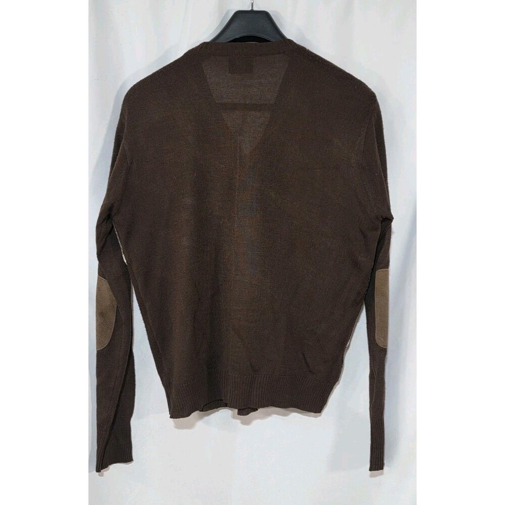 VTG 70s 80s Alan Stuart V Neck Sweater Genuine Suede Leather Patch Trim Mens Med - Picture 3 of 11